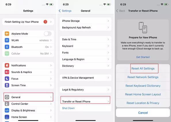 Reset Camera App Settings